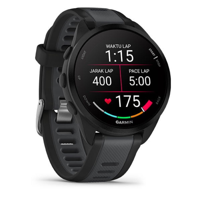 Jual Jam Tangan Lari Pria Garmin Forerunner 165 Black - Slate Gray Original 010-02863-Aa - hoopspoint.com