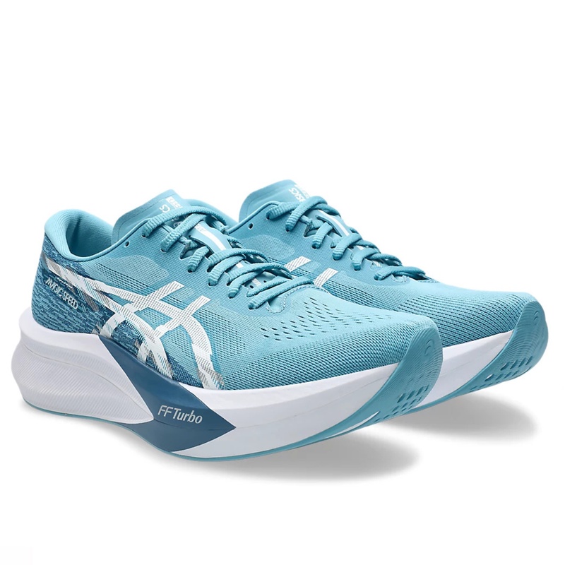 Jual Sepatu Lari Asics Magic Speed 4 Standard Stillwater - White Original 1011B875.402 - hoopspoint.com