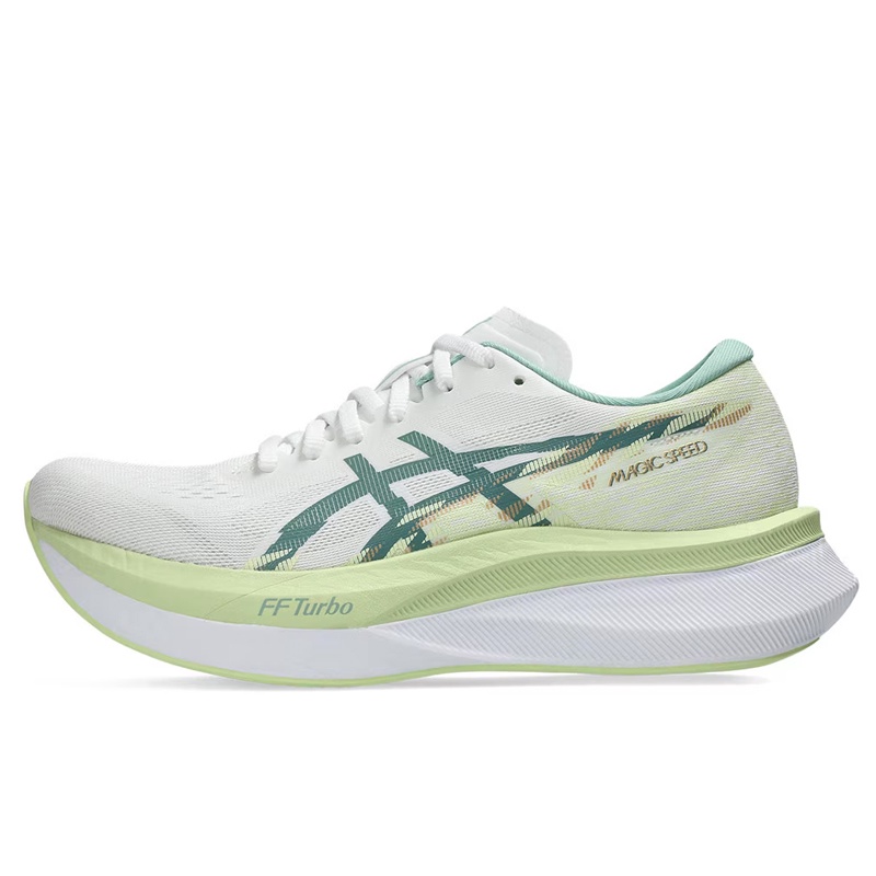 Jual Sepatu Lari Wanita Asics Wmns Magic Speed 4 White Celedon Original 1012B676.100 - hoopspoint.com