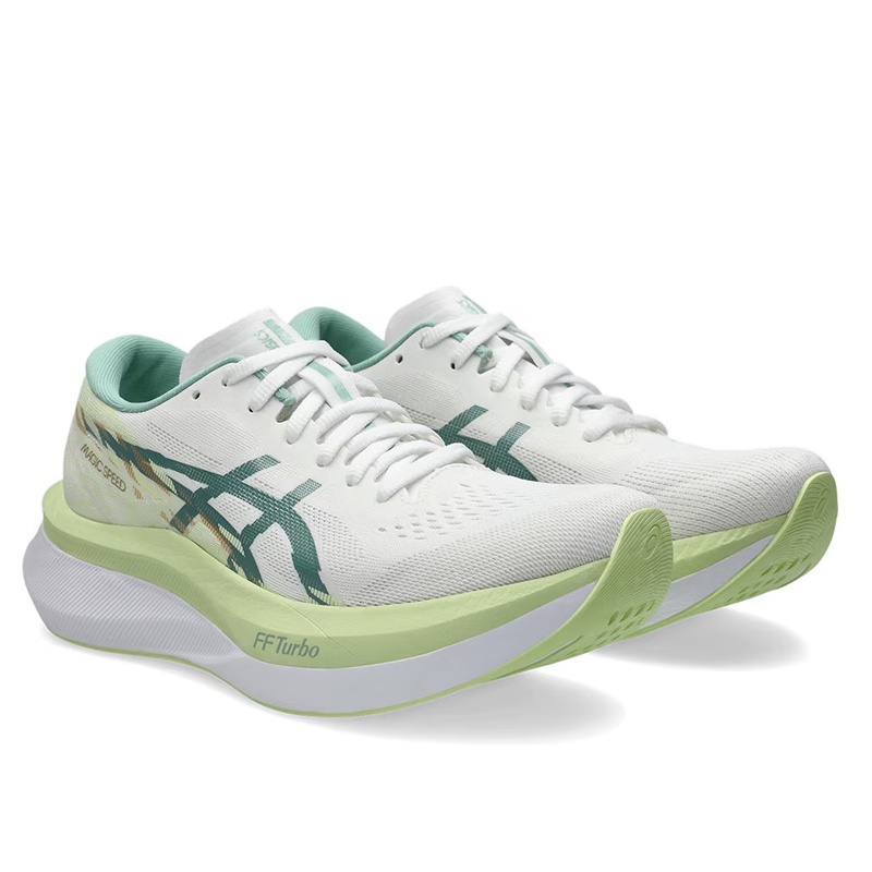 Jual Sepatu Lari Wanita Asics Wmns Magic Speed 4 White Celedon Original 1012B676.100 - hoopspoint.com