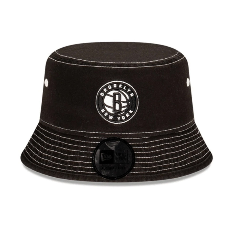 Jual Topi Sneakers New Era Brooklyn Nets Contrast Stitch Bucket Cap Black Original 12891399 - hoopspoint.com