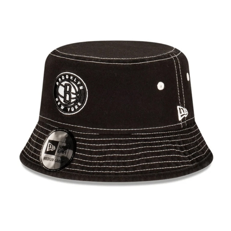 Jual Topi Sneakers New Era Brooklyn Nets Contrast Stitch Bucket Cap Black Original 12891399 - hoopspoint.com