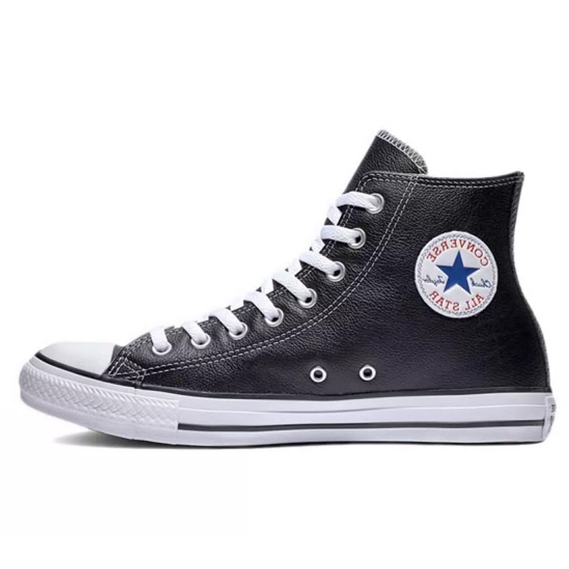 Jual Sepatu Sneakers Converse Chuck Taylor All Star Leather Hi Black Original 132170C - hoopspoint.com