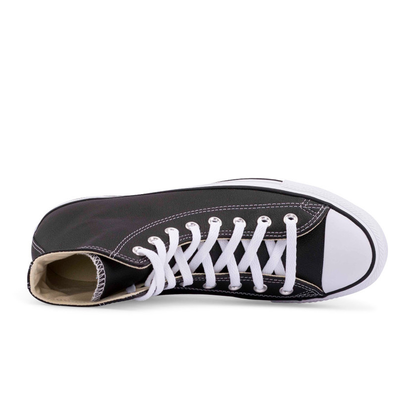 Jual Sepatu Sneakers Converse Chuck Taylor All Star Leather Hi Black Original 132170C - hoopspoint.com