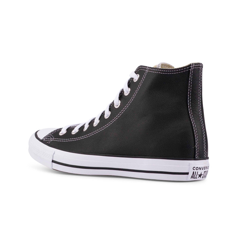 Jual Sepatu Sneakers Converse Chuck Taylor All Star Leather Hi Black Original 132170C - hoopspoint.com