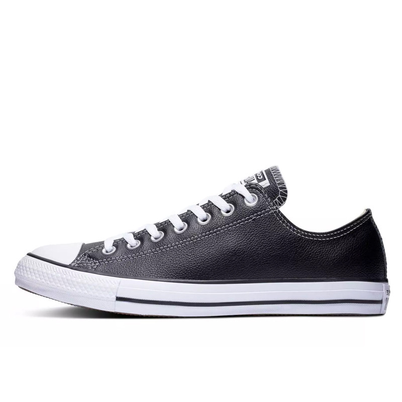 Jual Sepatu Sneakers Converse Chuck Taylor All Star Leather Low Black Original 132174C - hoopspoint.com