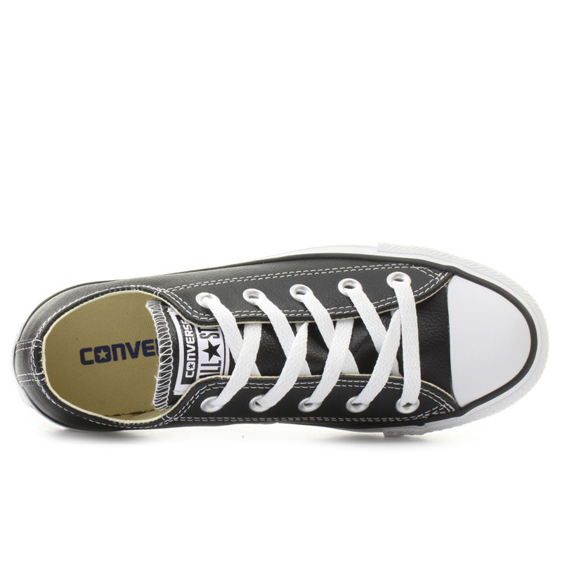 Jual Sepatu Sneakers Converse Chuck Taylor All Star Leather Low Black Original 132174C - hoopspoint.com