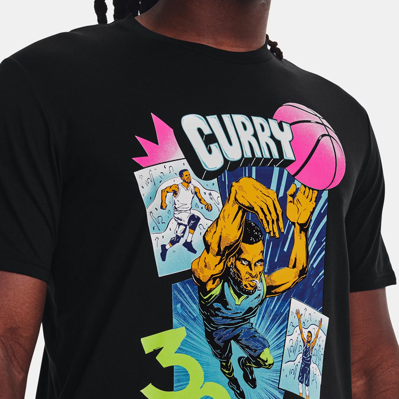 Jual Baju Basket Under Armour Curry Comic Book Short Sleeve Tee Black Original 1372839-001 - www.hoopspoint.com