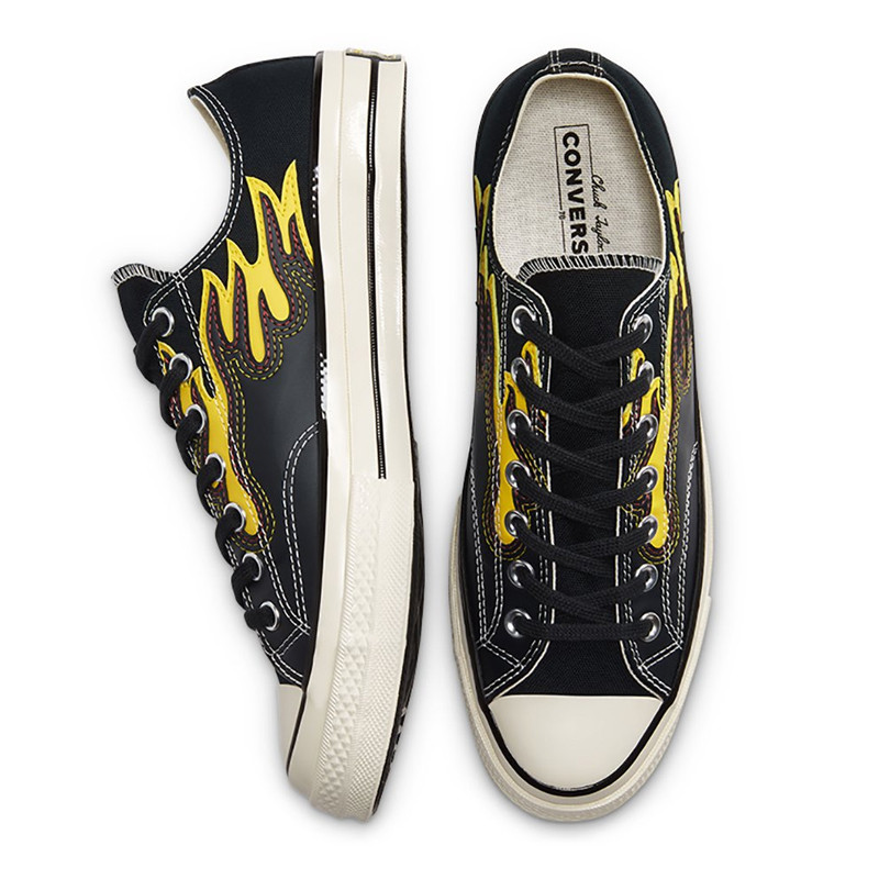 Jual Sepatu Sneakers Converse Chuck Taylor All Star 70 Archive Flame Overlay Black Speed Yellow Original 168701C - hoopspoint.com