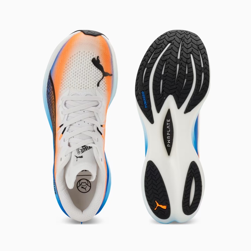 Jual Sepatu Lari Puma Deviate Nitro 3 Ekiden Puma White - Heat Fire - Puma Black Original 313422-01 - hoopspoint.com