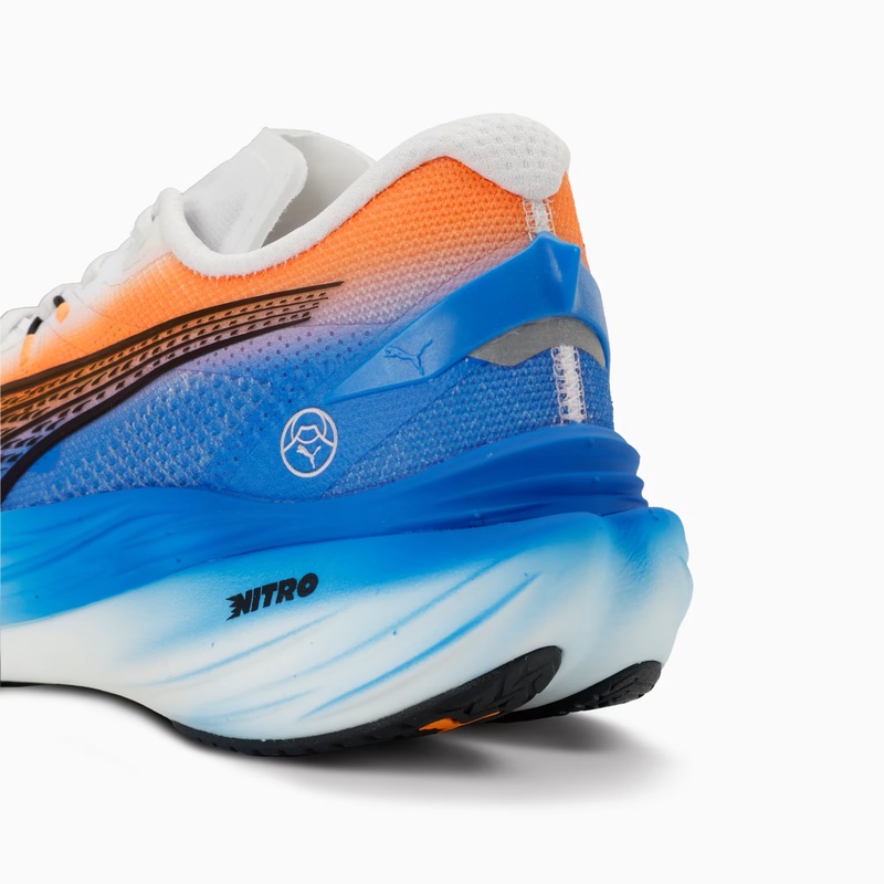 Jual Sepatu Lari Puma Deviate Nitro 3 Ekiden Puma White - Heat Fire - Puma Black Original 313422-01 - hoopspoint.com