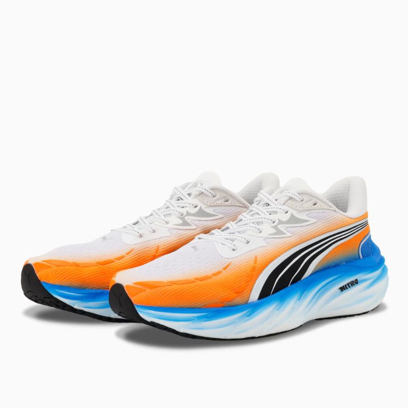 Jual Sepatu Lari Puma Velocity Nitro Ekiden Puma White-Heat Fire-Ultra Blue Original 313424-01 - hoopspoint.com