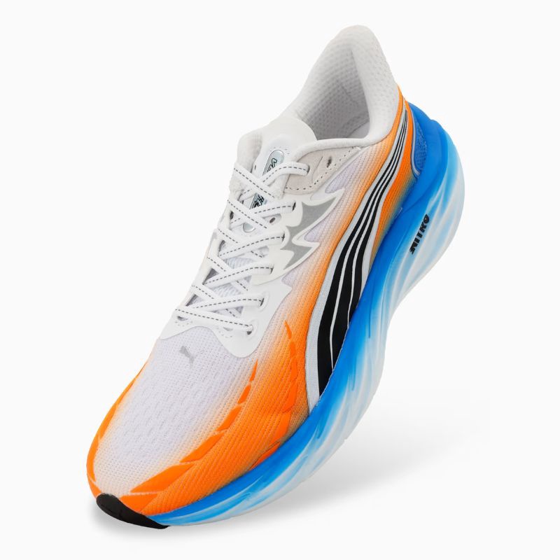 Jual Sepatu Lari Puma Velocity Nitro Ekiden Puma White-Heat Fire-Ultra Blue Original 313424-01 - hoopspoint.com