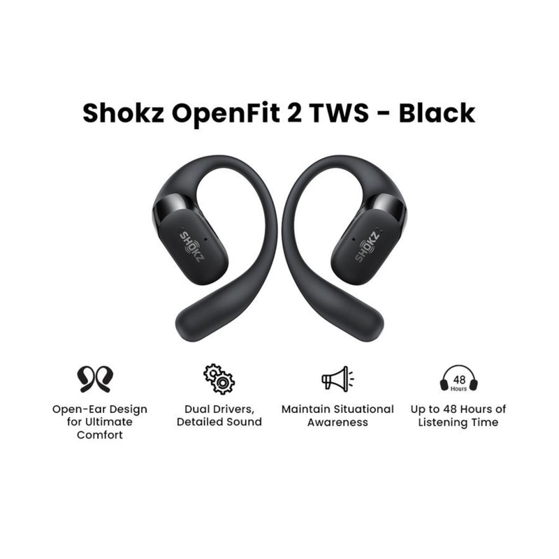 Jual Peralatan Lari Shokz Openfit 2 Black Original 8100018597 - hoopspoint.com