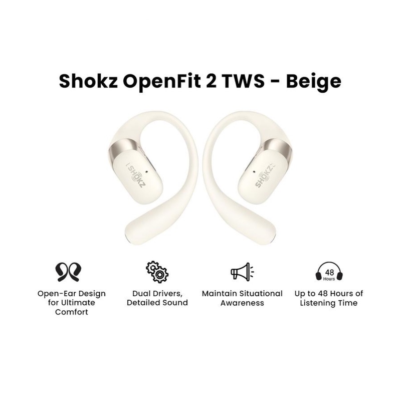 Jual Peralatan Lari Shokz Openfit 2 Beige Original 8100018598 - hoopspoint.com