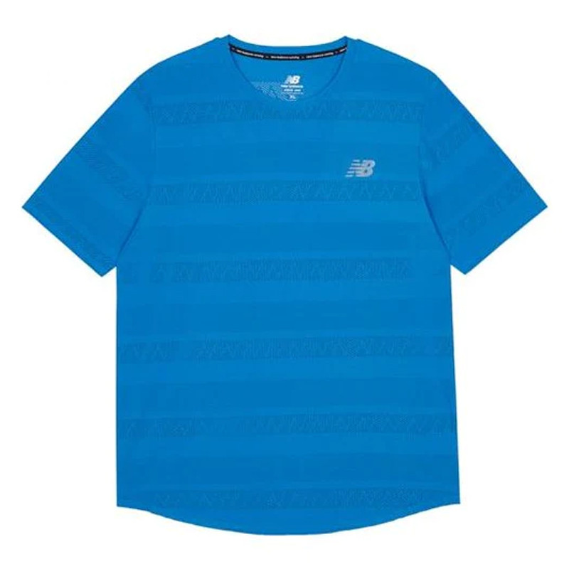 Jual Baju Lari New Balance Round Neck Pullover Sports Short Sleeve Blue Original Amt13277 - hoopspoint.com