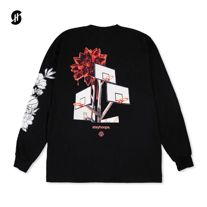 Jual Baju Basket Stay Hoops Court In Bloom Black Original Apl-1763-Lsl-Blk - hoopspoint.com