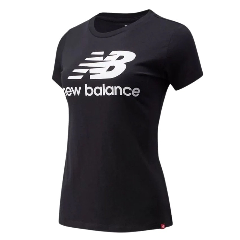 Jual Baju Lari Wanita New Balance Wmns Essentials Stacked Logo Tee Black Original Awt91546 - www.hoopspoint.com