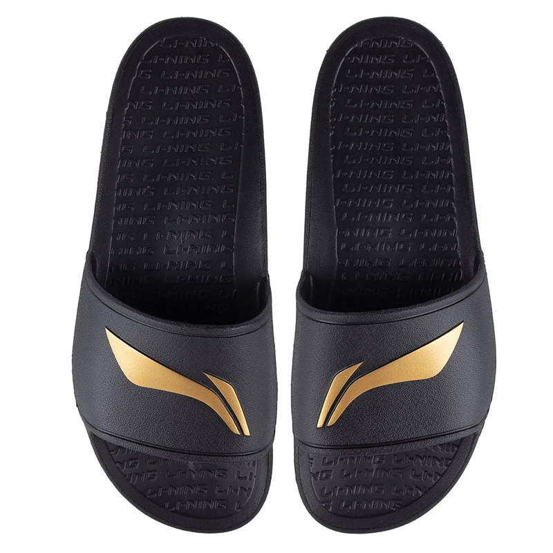 Jual Sandal Training Li-Ning Off-Court Slides Black Gold Original Ayct001-2 - hoopspoint.com