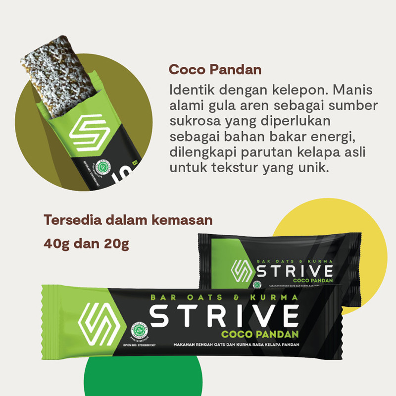 Jual Suplemen Lari Strive Energy Bar Bite Size Coco Pandan Multicolor Original Barbite-Cpandan - hoopspoint.com