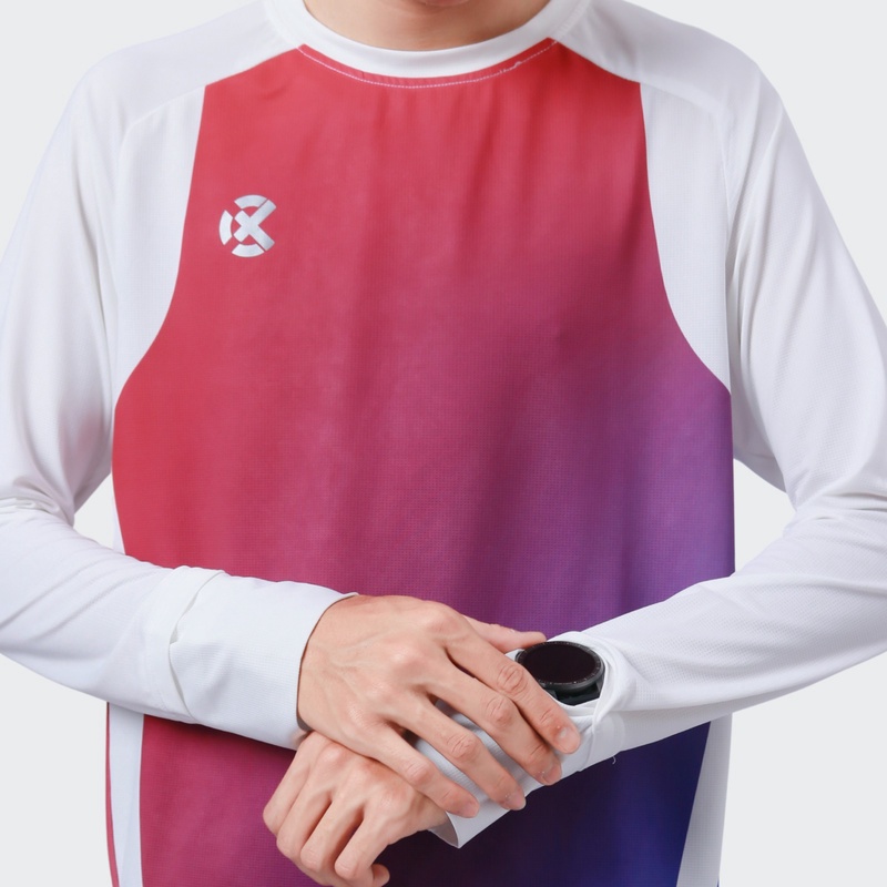 Jual Baju Lari Rechampx Race Long Sleeves Top White - Red - Blue Original Cx-R040114-614 - hoopspoint.com