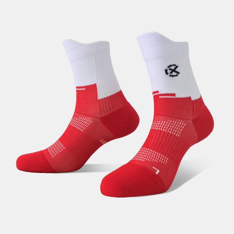 Beli Kaos Kaki Lari Rechampx Flw-Run Socks 1X White - Red Original Cx-R270305-160