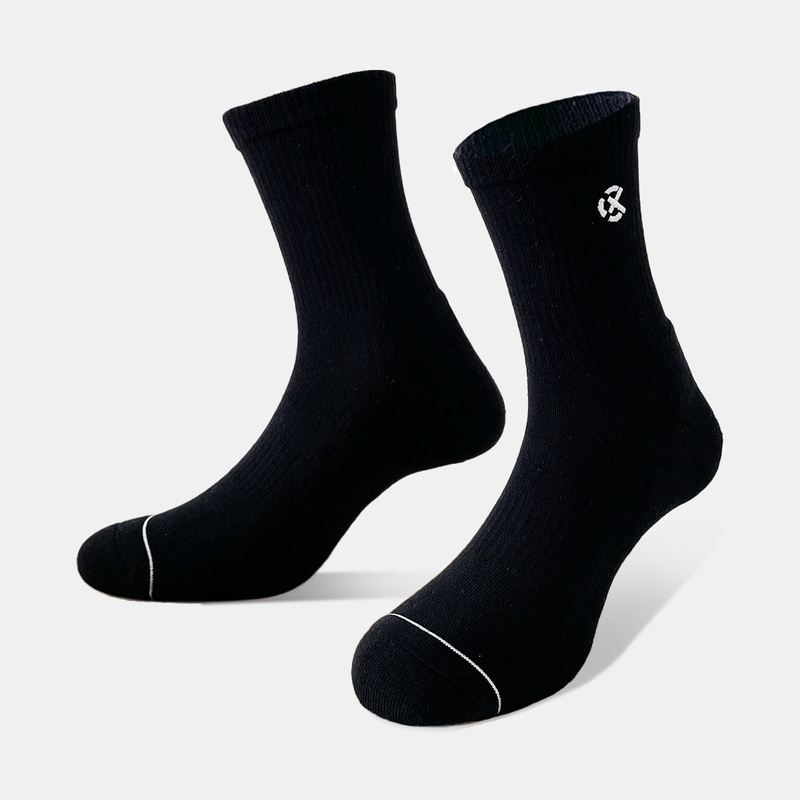 Jual Kaos Kaki Basket Rechampx Cushioned Crew Socks 3X Black - White Original Cx-S130205-001 - hoopspoint.com