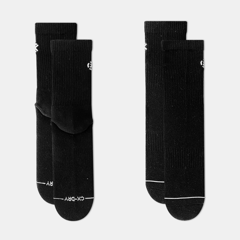 Jual Kaos Kaki Basket Rechampx Cushioned Crew Socks 3X Black - White Original Cx-S130205-001 - hoopspoint.com