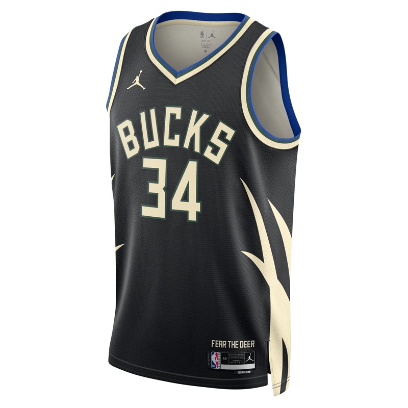 Jual Baju Basket Air Jordan Giannis Antetokounmpo Milwaukee Bucks Statement Edition Swingman Jersey Black Original Do9533-010 - hoopspoint.com