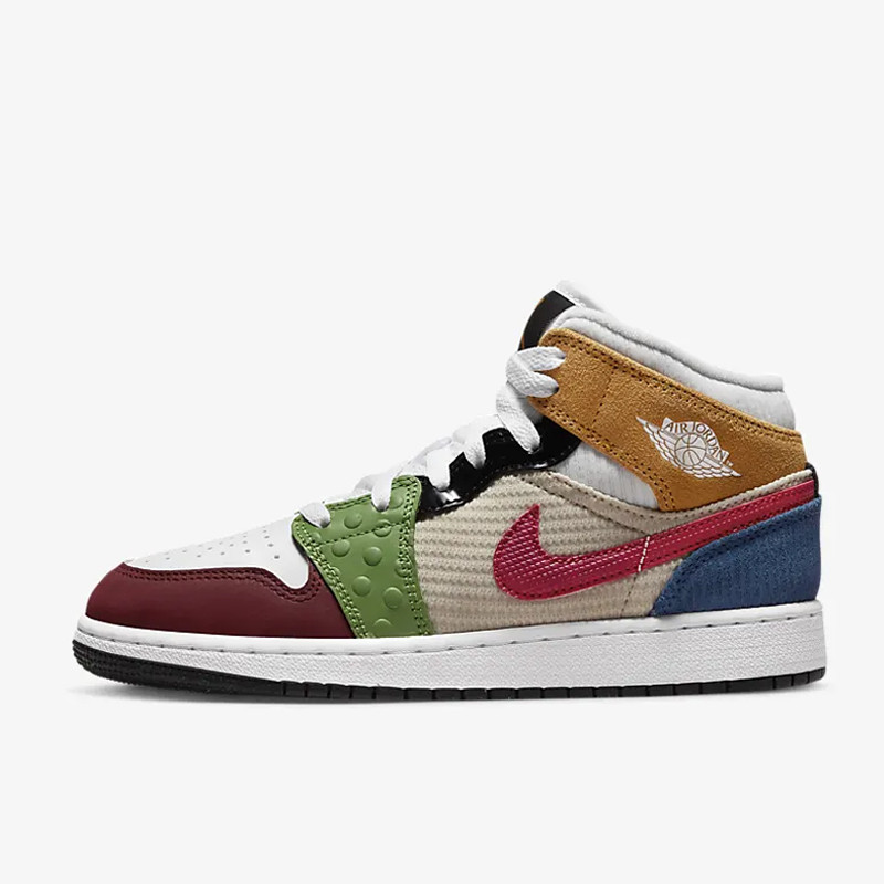 Jual Sepatu Sneakers Anak Air Jordan Aj 1 Mid Se Gs Patchwork Multicolor Original Dr6957-100 - hoopspoint.com