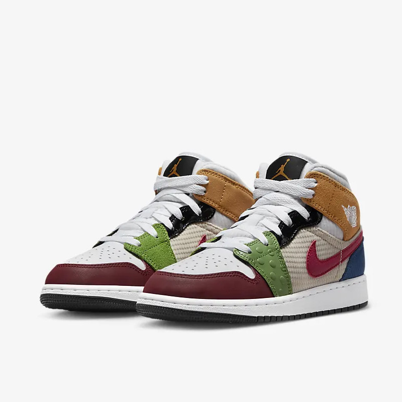 Jual Sepatu Sneakers Anak Air Jordan Aj 1 Mid Se Gs Patchwork Multicolor Original Dr6957-100 - hoopspoint.com