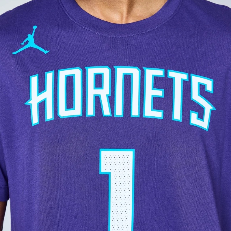 Jual Baju Basket Air Jordan Lamelo Ball Charlotte Hornets Statement Edition Tee Dark Blue Original Dv5764-571 - hoopspoint.com