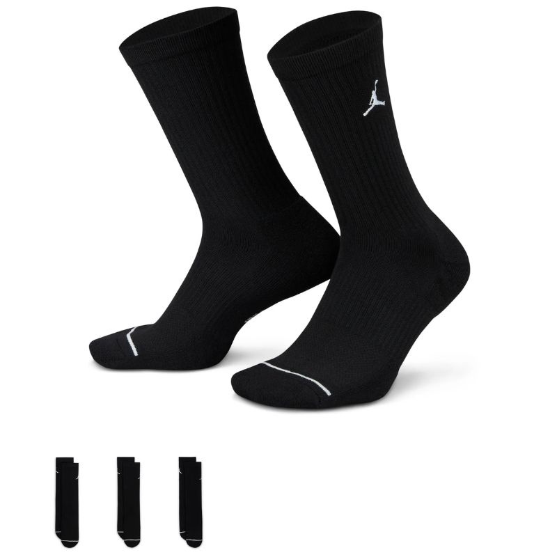 Jual Kaos Kaki Basket Air Jordan 3Pk Everyday Lightweight Crew Socks Black Original Dx9632-010 - hoopspoint.com