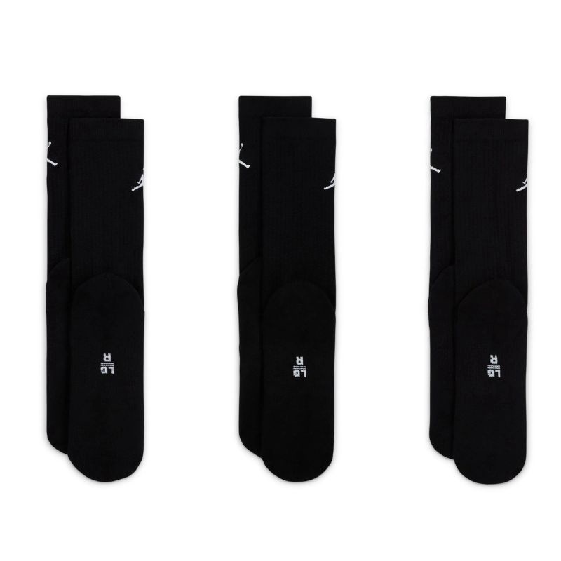 Jual Kaos Kaki Basket Air Jordan 3Pk Everyday Lightweight Crew Socks Black Original Dx9632-010 - hoopspoint.com