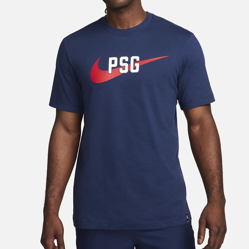 Jual Baju Sneakers Nike Paris Saint-Germain Swoosh Tee Midnight Navy Original Fd1040-410 - hoopspoint.com