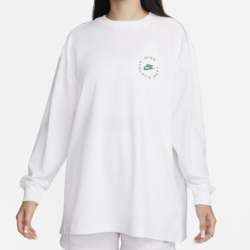 Jual Baju Sneakers Wanita Nike Wmns Sportswear Long Sleeve Top White Original Fn7217-100 - hoopspoint.com