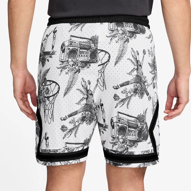 Jual Celana Basket Air Jordan Dri-Fit Printed Diamond Shorts Black White Original Fv8614-100 - hoopspoint.com