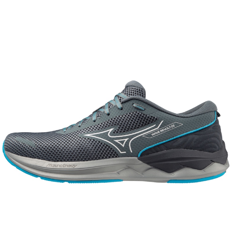 Jual Sepatu Lari Mizuno Wave Revolt 3 Grey-Blue Original J1Gc238151 - hoopspoint.com