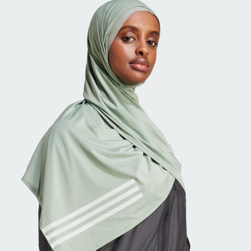 Jual Aksesoris Lari Wanita Adidas Wmns Own The Run 3-Stripes Hijab Silver Green Original Jd2273 - hoopspoint.com