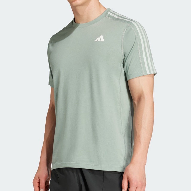 Jual Baju Lari Adidas Own The Run E 3Stripes Tee Silver Green Original Jd2314 - hoopspoint.com