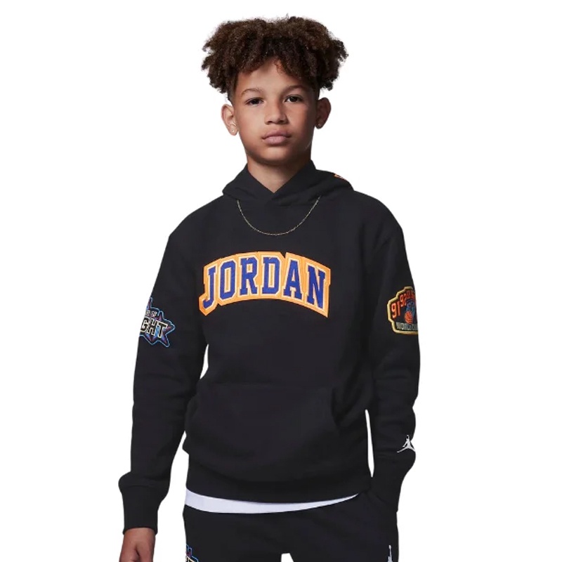 Jual Baju Basket Anak Air Jordan Grade School Jersey Patch Pullover Hoodie Black Original Jdk-95C643023 - hoopspoint.com