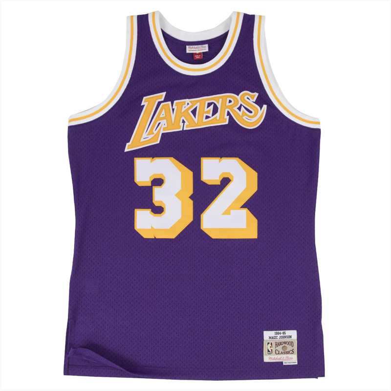 Jual Baju Basket Mitchell N Ness Magic Johnson Los Angeles Lakers Road 1984-85 Swingman Jersey Purple Original Lalpurp84Ejh - hoopspoint.com