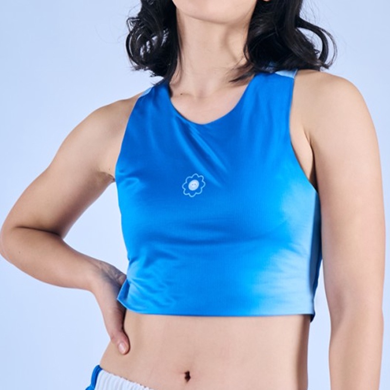 Jual Baju Lari Wanita Made For Women Wmns Sparkle Crop Top Blue Original Mw-Sparkle-Ct-Bl - hoopspoint.com