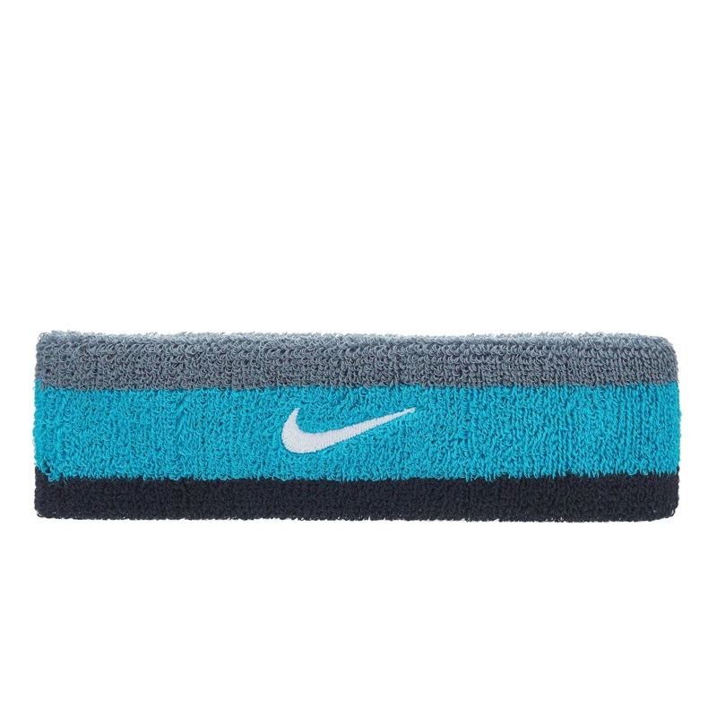 Jual Aksesoris Basket Nike Swoosh Headbands Grey Teal Original N.000.1544.017.Os - hoopspoint.com