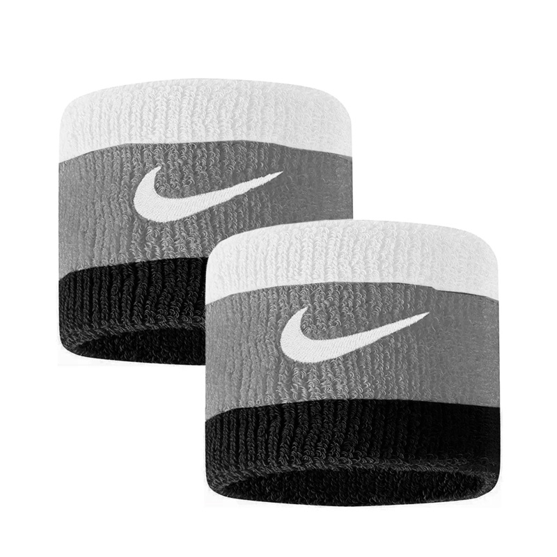 Jual Aksesoris Basket Nike Swoosh Wristband Black Grey Original N.000.1565.016.Os - hoopspoint.com