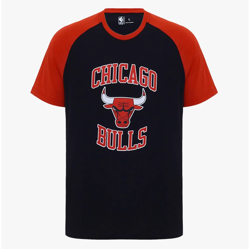 Jual Baju Basket Nba Short Sleeve Tee Raglan Print Chicago Bulls Black Red Original Nbacbtee01Bk - www.hoopspoint.com