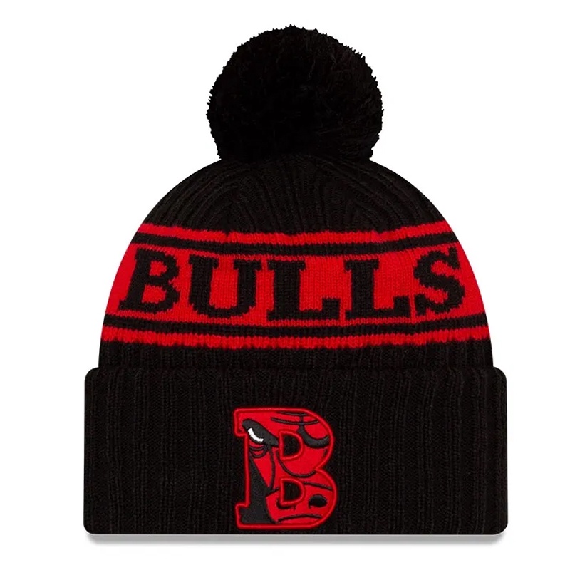 Jual Topi Basket New Era Nba Draft Chicago Bulls Beanie Black Red Original Nra60143868005Osm - hoopspoint.com