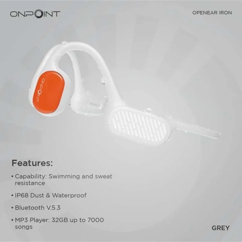 Beli Peralatan Lari Onpoint Iron Openear Bone Conduction Headphone Grey Original Oei-0224-Gr