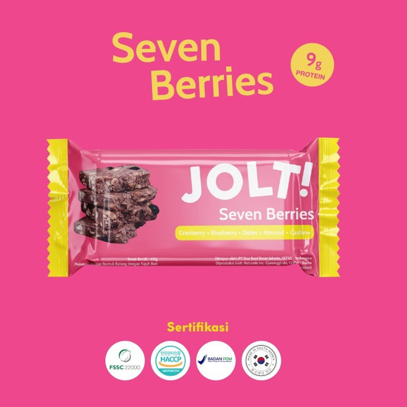 Jual Suplemen Lari Jolt! Jolt! Protein Bar Seven Berries Pink Original Protein-Berries - hoopspoint.com