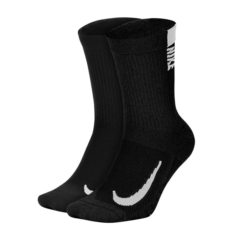 Beli Kaos Kaki Lari Nike Multiplier Crew Socks 2 Pairs Black White Original Sx7557-010